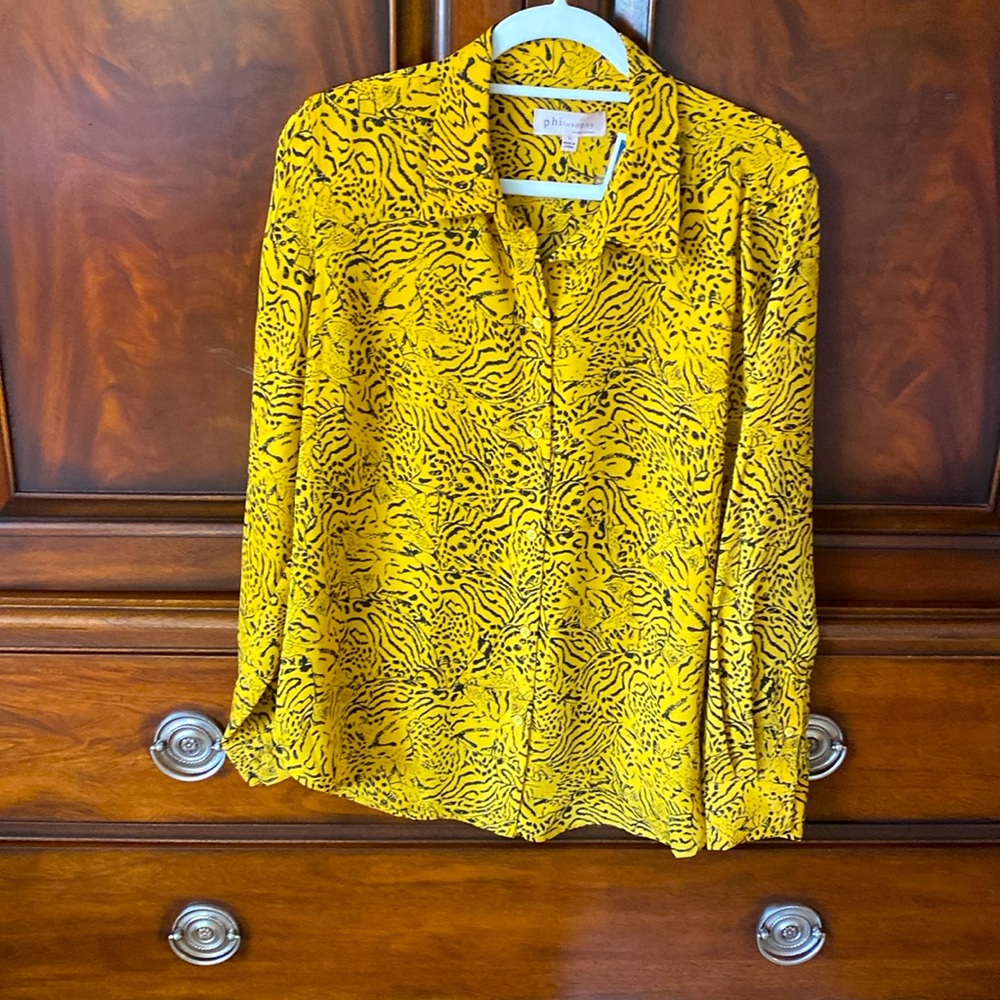 Philosophy new with tag. Long sleeve animal print blouse.